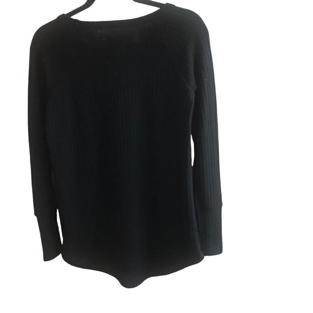 Chaser Loungewear Ladies' Long‎ Sleeve Black Waffle Thermal Top Size Small - Picture 3 of 5